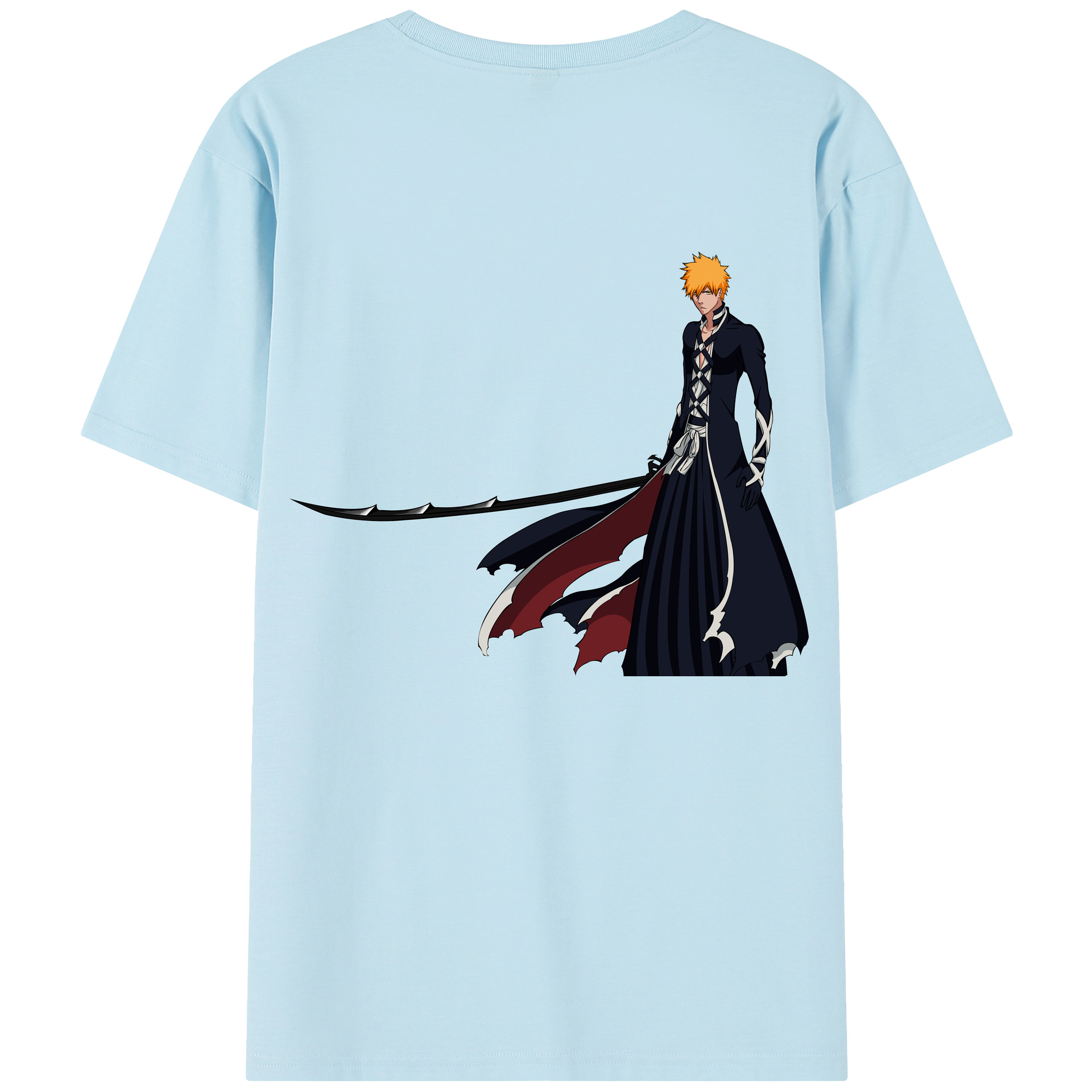 （画像用） ブリーチ 黒崎一護（くろさき いちご）BLEACH Kurosaki Ichigo 綿100％半袖Tシャツ（背面プリント）